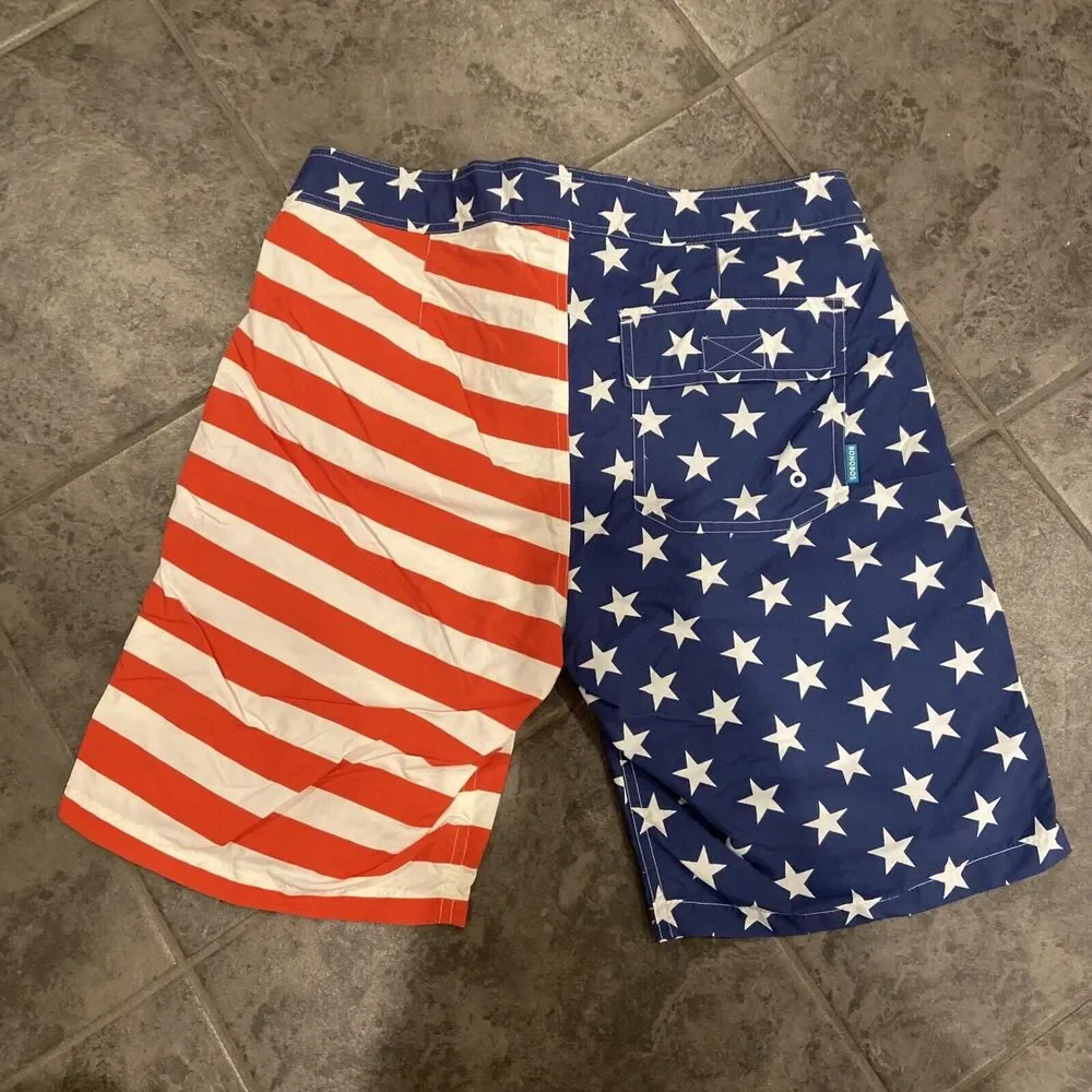 EUC Mens‎ Bonobos Board Shorts Swim Trunks American Flag USA Size 29 Small
